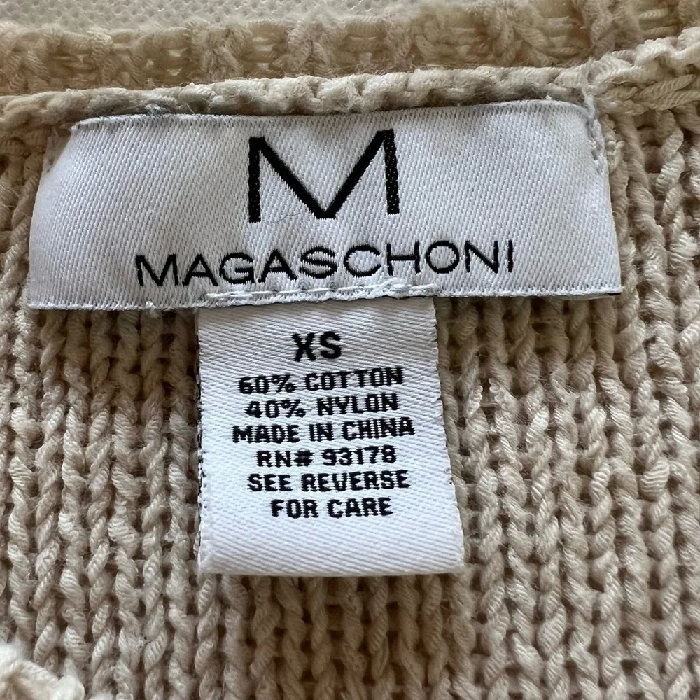 Magaschoni Cream Black Stripe Cotton Blend Sweater Size XS - Picture 6 of 8